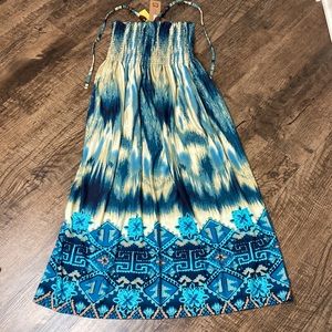 NWT:MEDIUM Womens Slim Fit Jon&Anna Bohemian Halter Beaded Tie Sundress